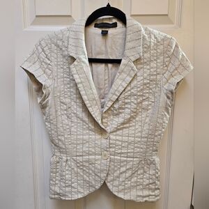 Express Design Studio Cream Short-Sleeve Blouse, Size 6